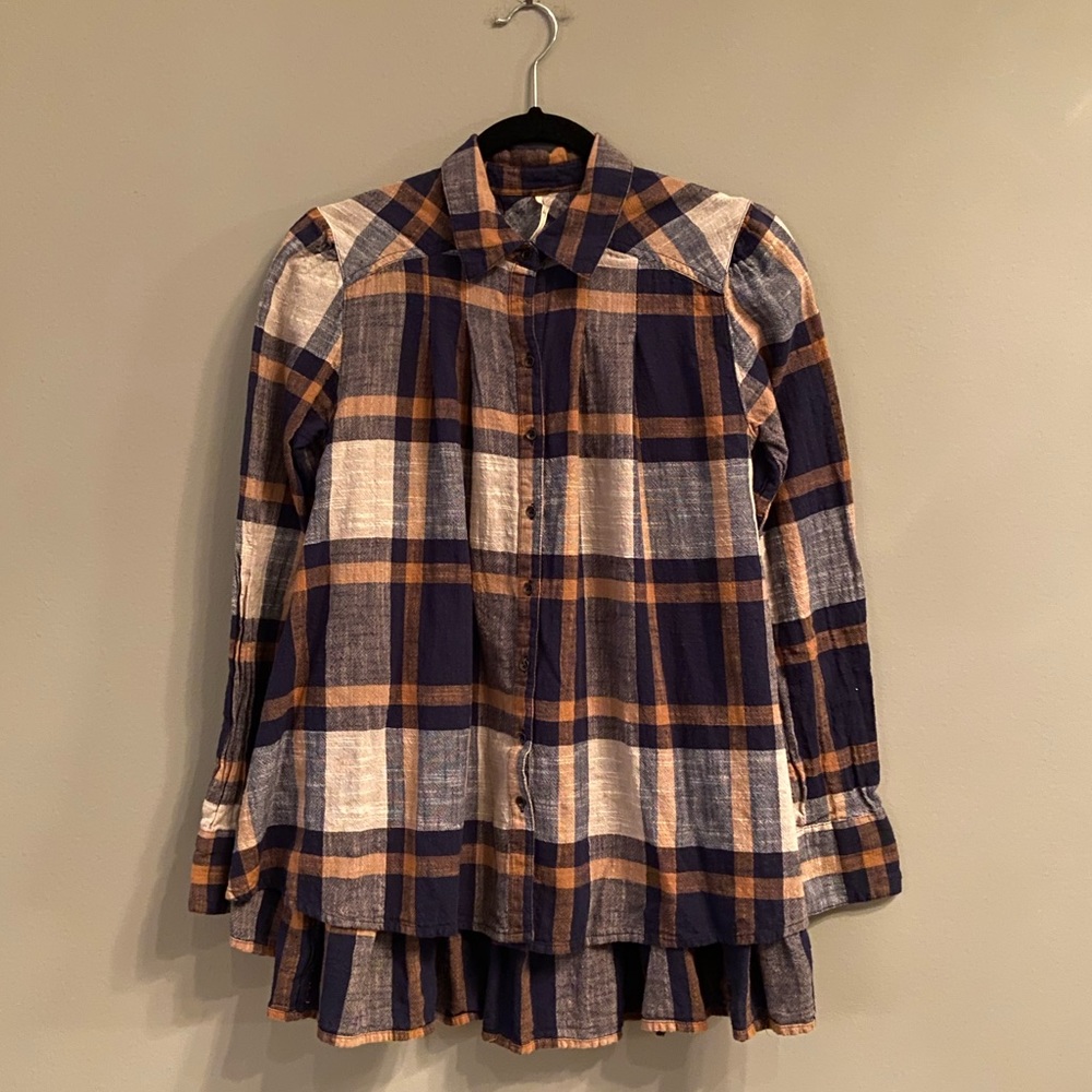 Free People Peppy in Plaid Button Up Blouse, Size XS - Picture 4 of 13